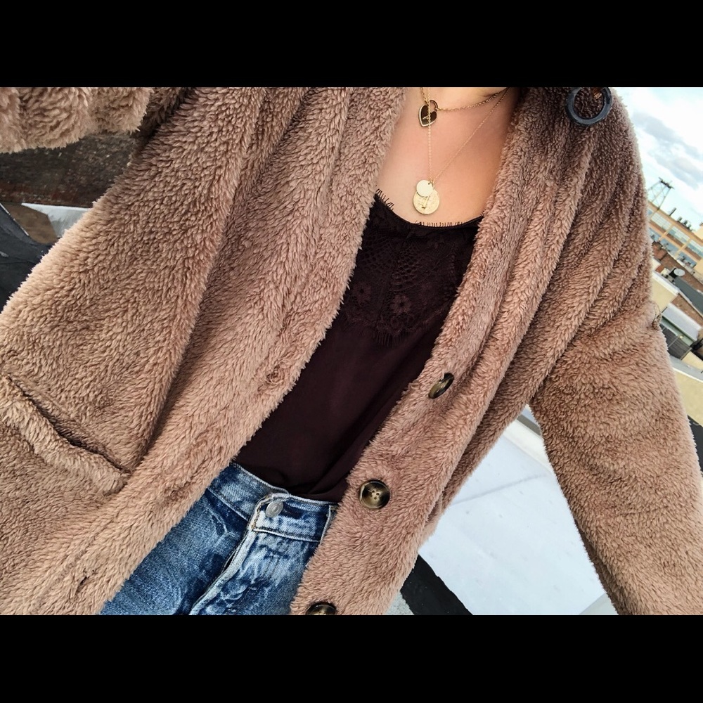 Arabella Taupe Teddy Cardigan - Picture 7 of 7